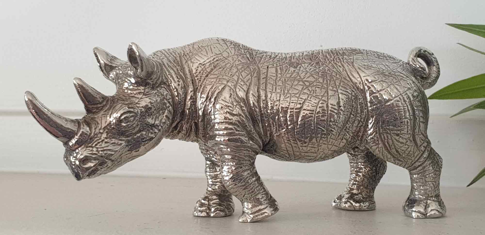 rhinocéros grand modèle en etain, Étains du Campanile - EtainPassion