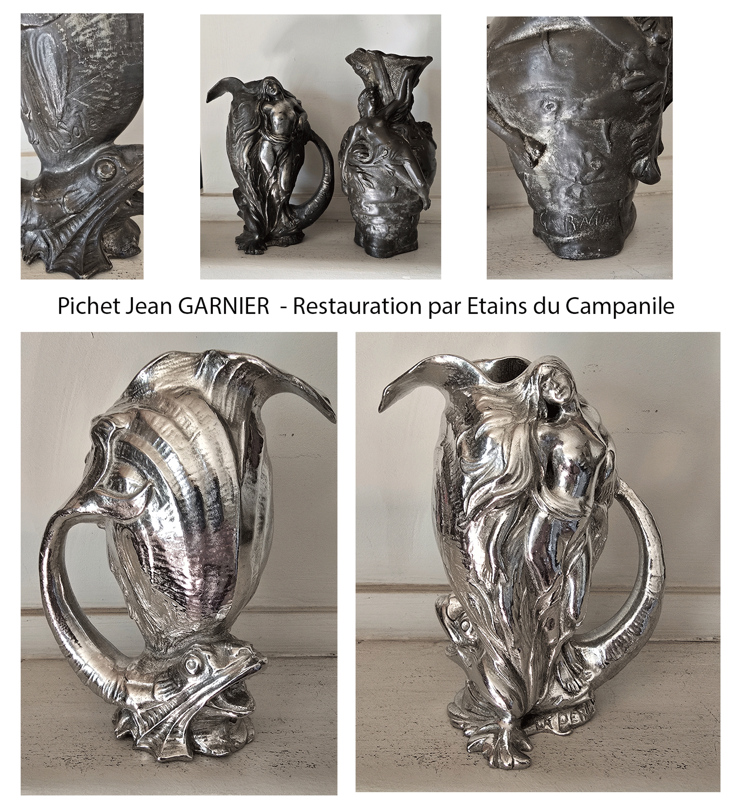 restauration oeuvre pichet Jean Garnier - Etains du Campanile