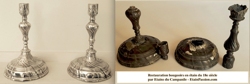 restauration bougeoir 18e AVANT APRES