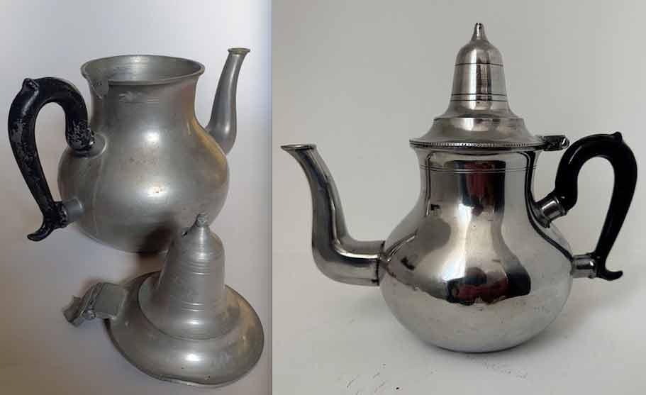 reparation sur théière marocaine en etain
