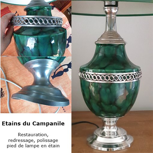 redressage-pied-lampe-en-etain