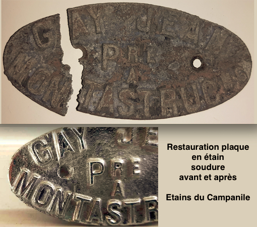 soudure sur plaque en etain - Etains du Campanile